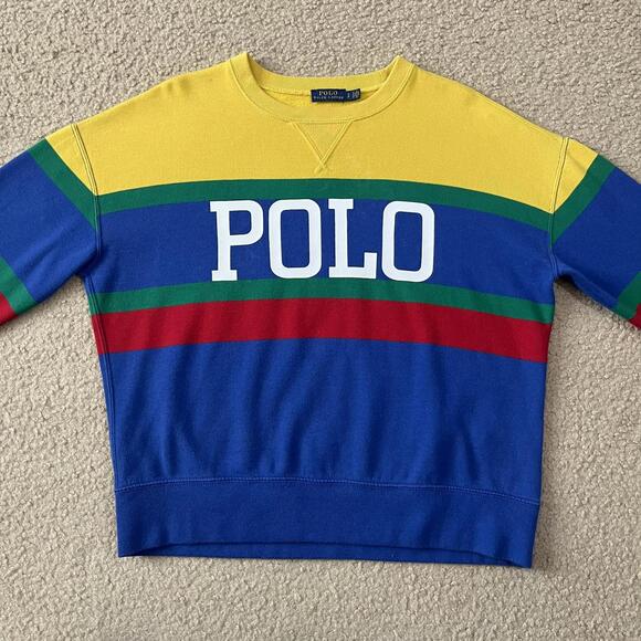 Polo Ralph Lauren Mens Striped Colorblock Crew Neck Sweatshirt Size Small - Picture 2 of 6